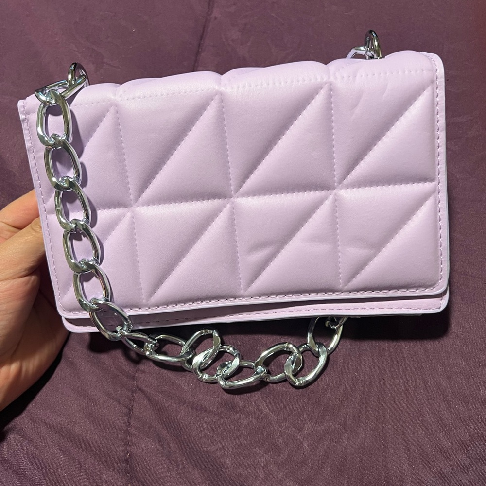 Lavender Quilted Chain Bag